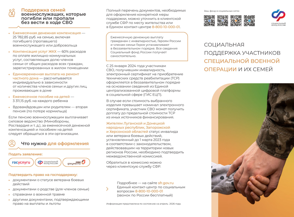 Полезные памятки о мерах социальной поддержки участников СВО и их семей